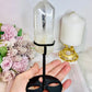 Clear Quartz Double | Twin Tower On Black Stand 17cm