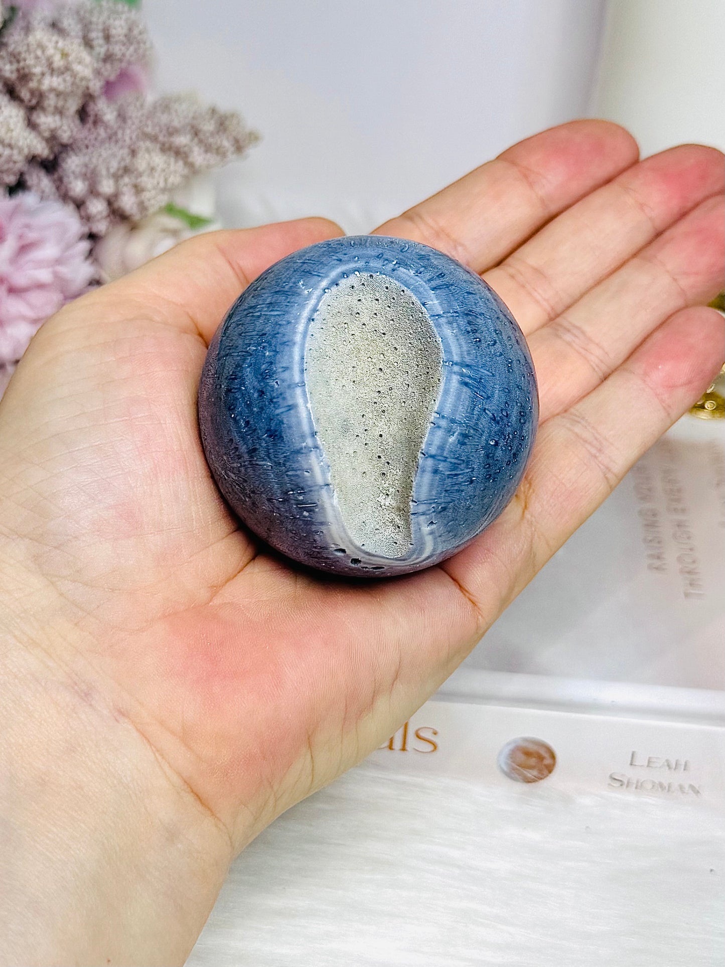 Rare Blue Coral Fossil Sphere on Stand 205g
