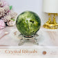 Large Druzy Prehnite Sphere on Stand 357g