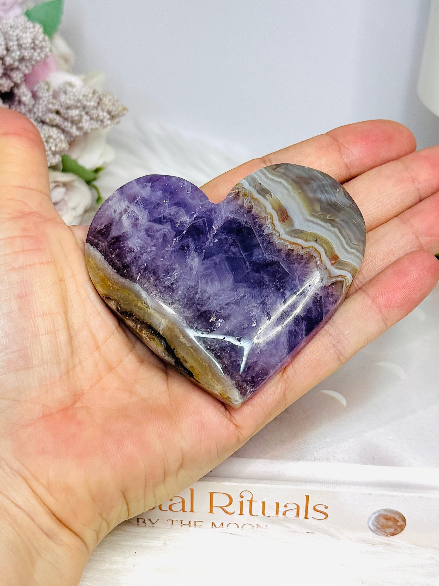 Crazy Lace Amethyst Heart on Stand 7.5cm