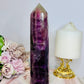 Large 20cm Stunning Purple Fluorite Tower with Rainbows (the tower has a slight tilt)