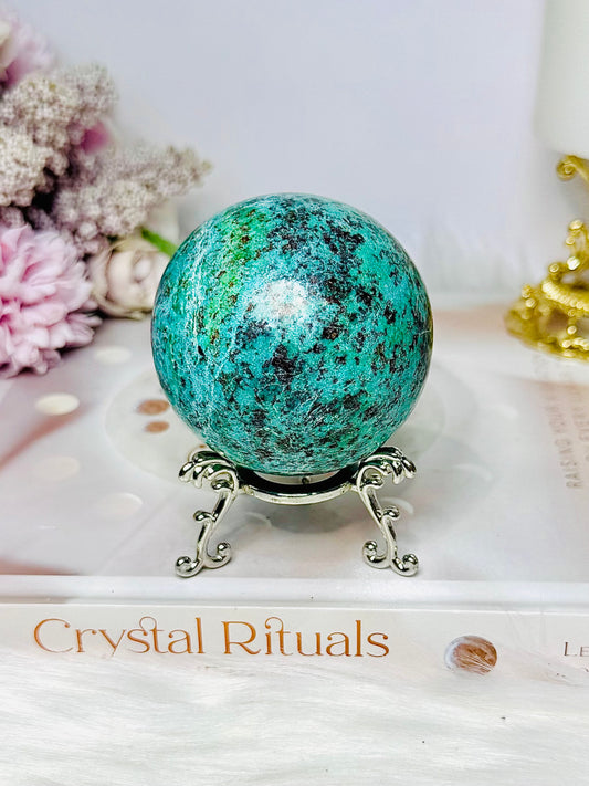 Large African Turquoise Sphere on Stand 256g