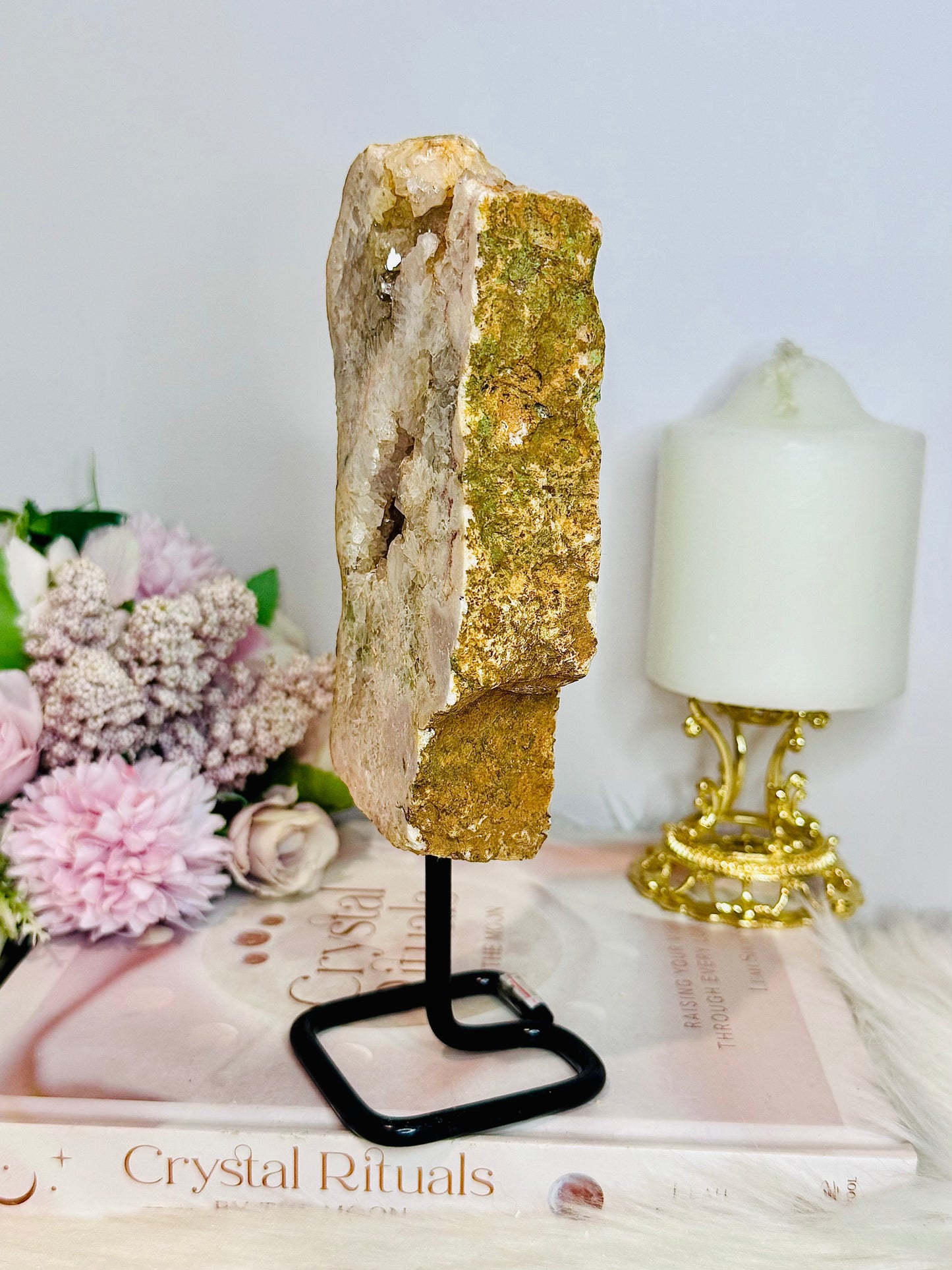 Druzy Pink Amethyst Slab On Stand 20cm 685g