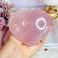 Stunning Large Puffy 10cm Pink Rose Quartz Carved Heart Crystal On Stand