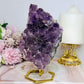Large Natural Amethyst Cluster On Gold Stand 16cm 625g