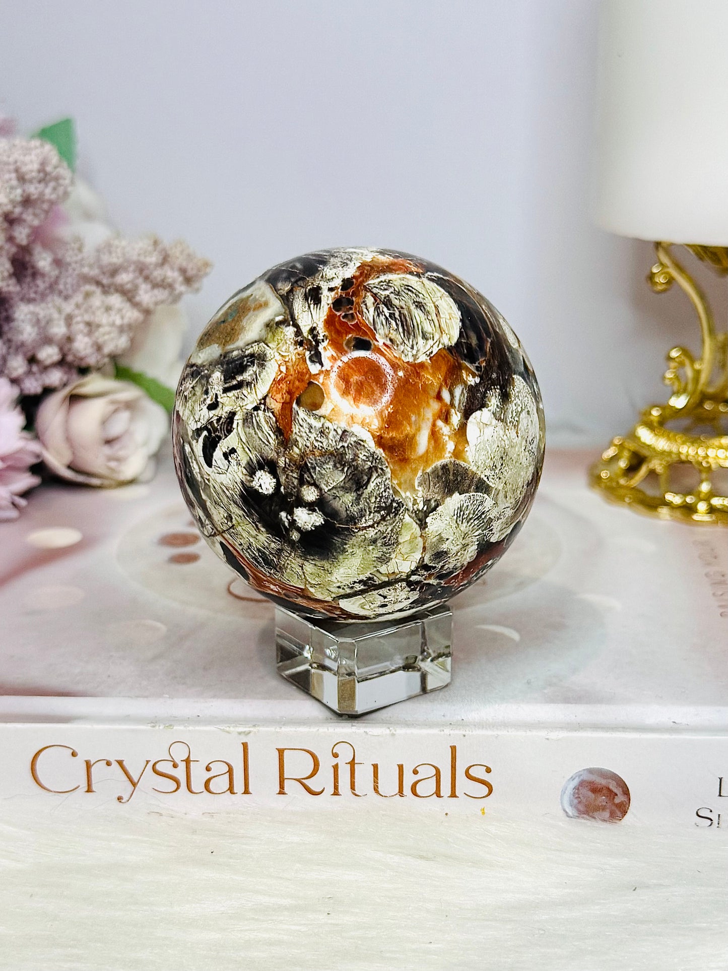 Large Money Agate Sphere on Stand 7cm