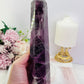 Fabulous Tall 23.5cm 968gram Purple Fluorite Tower with Rainbows