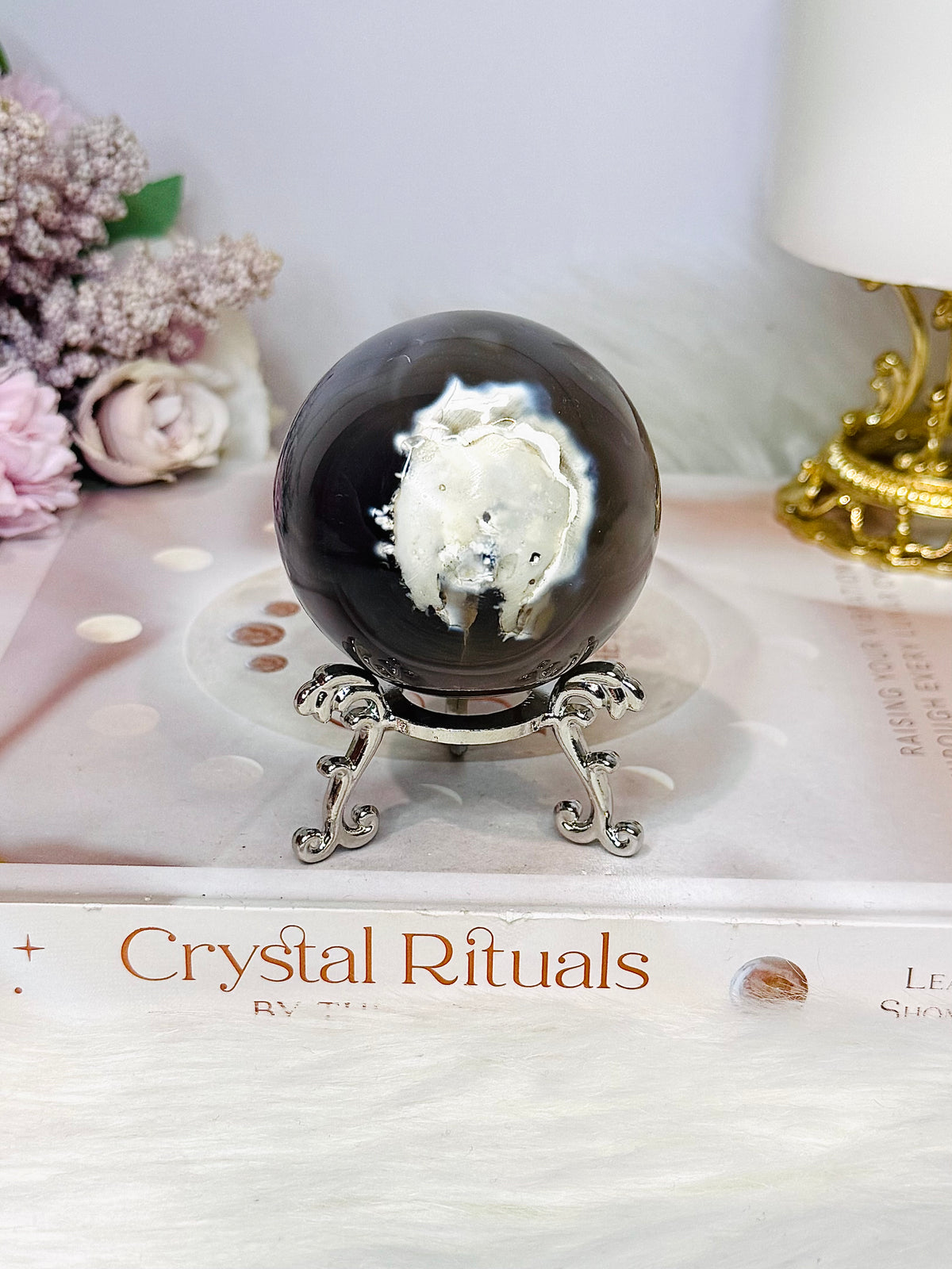 Orca Agate Sphere on Stand 244g