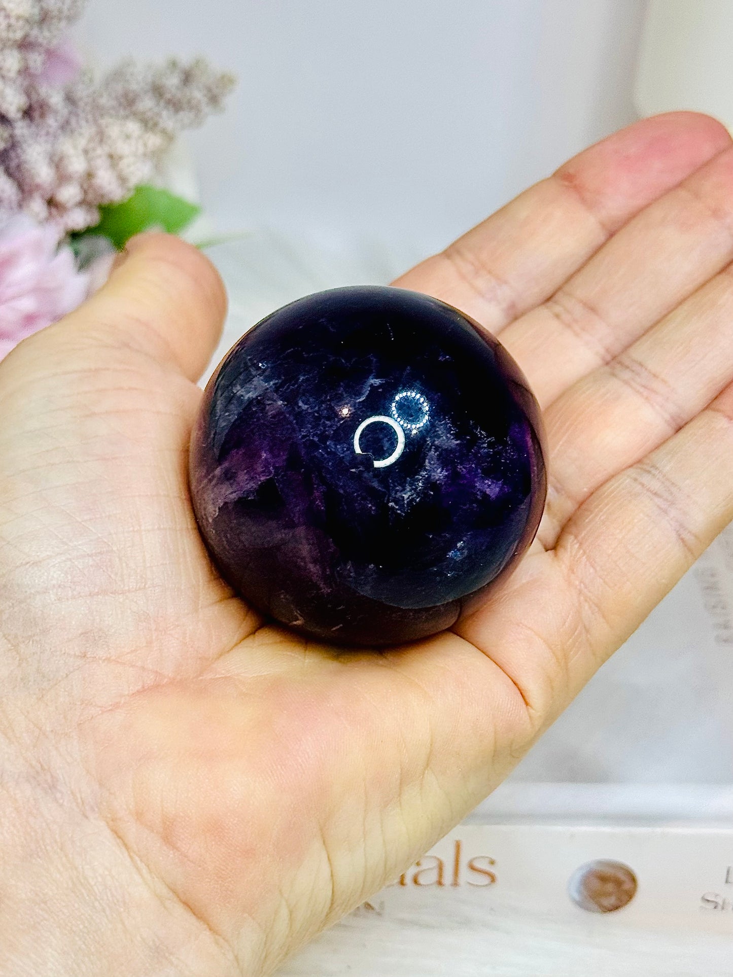 High Grade Purple Fluorite Sphere On Stand 189g