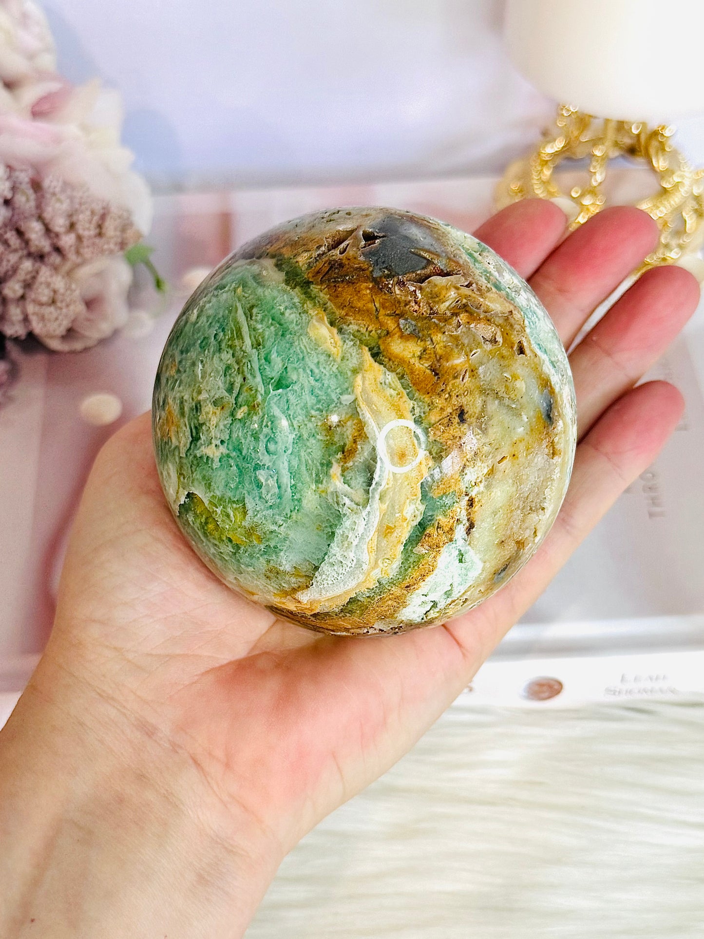 Huge Natural Glorious Variscite Sphere On Stand 802grams