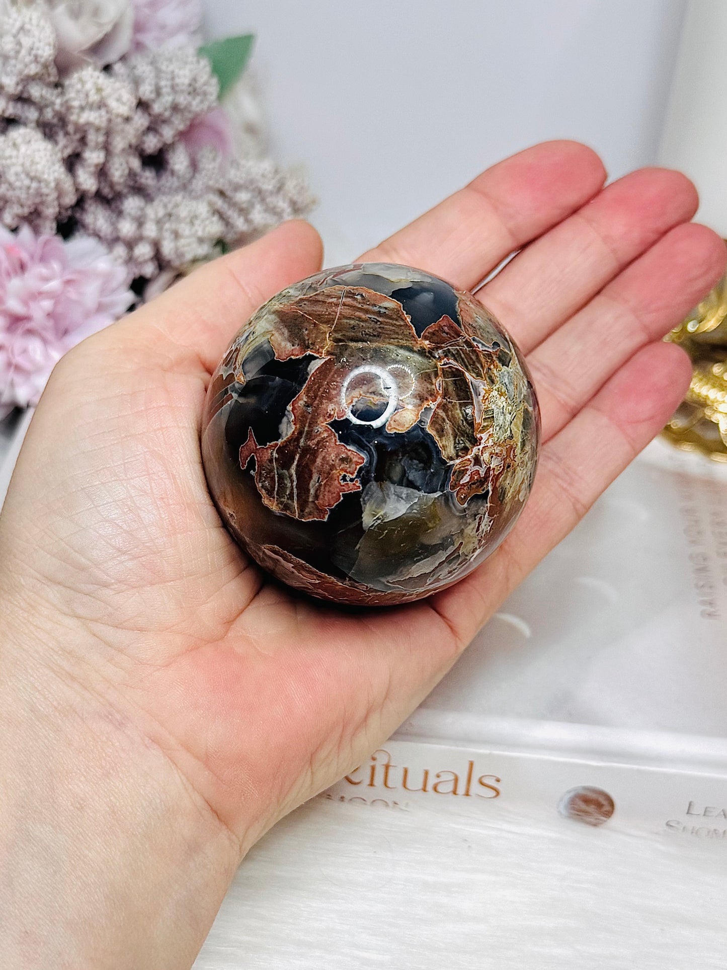 Volcano | Football Agate Sphere On Stand 260g