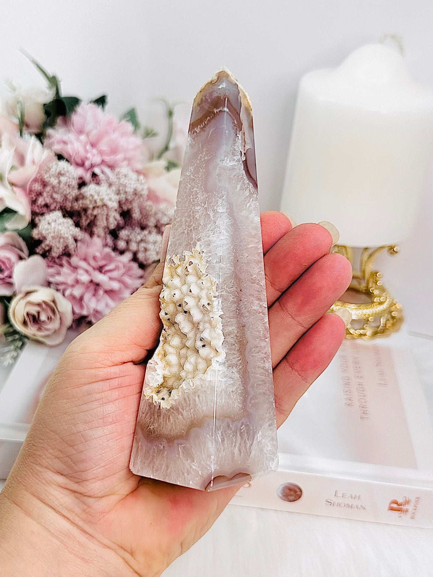 Absolutely Stunningly Gorgeous Sugar Druzy Agate Obelisk | Tower From Brazil 14cm