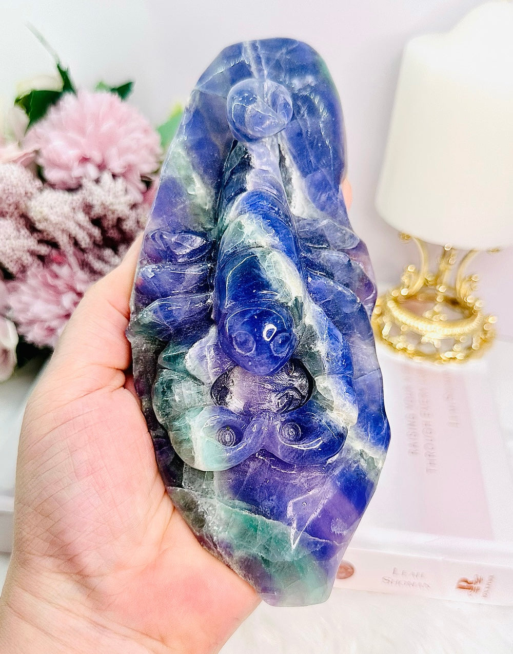 Absolutely Awesome Large Chunky Fluorite Scorpion Carving 18cm 476grams
