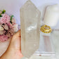 Huge Stunning 1.39KG Natural Lemurian Quartz Chunky Double Terminated Point | Tower On Stand From Brazil