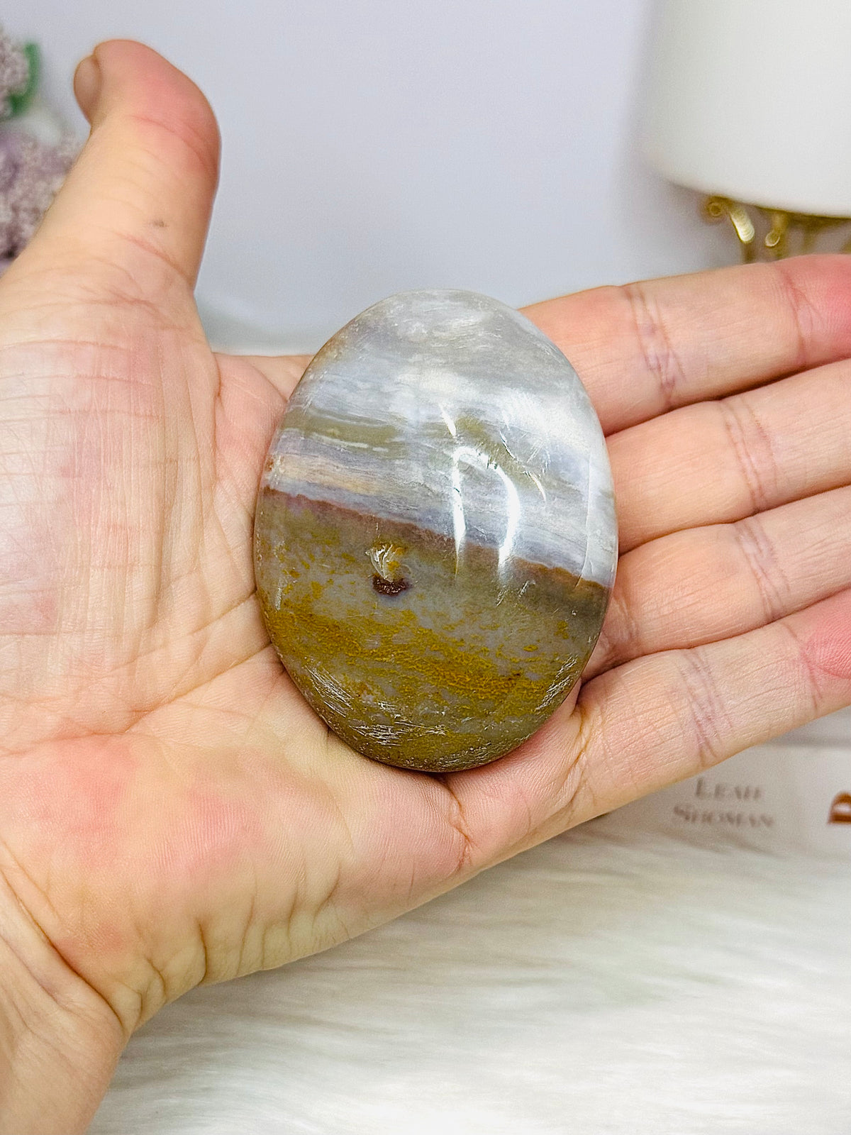 Ocean Jasper Palm Stone (stand is display only)
