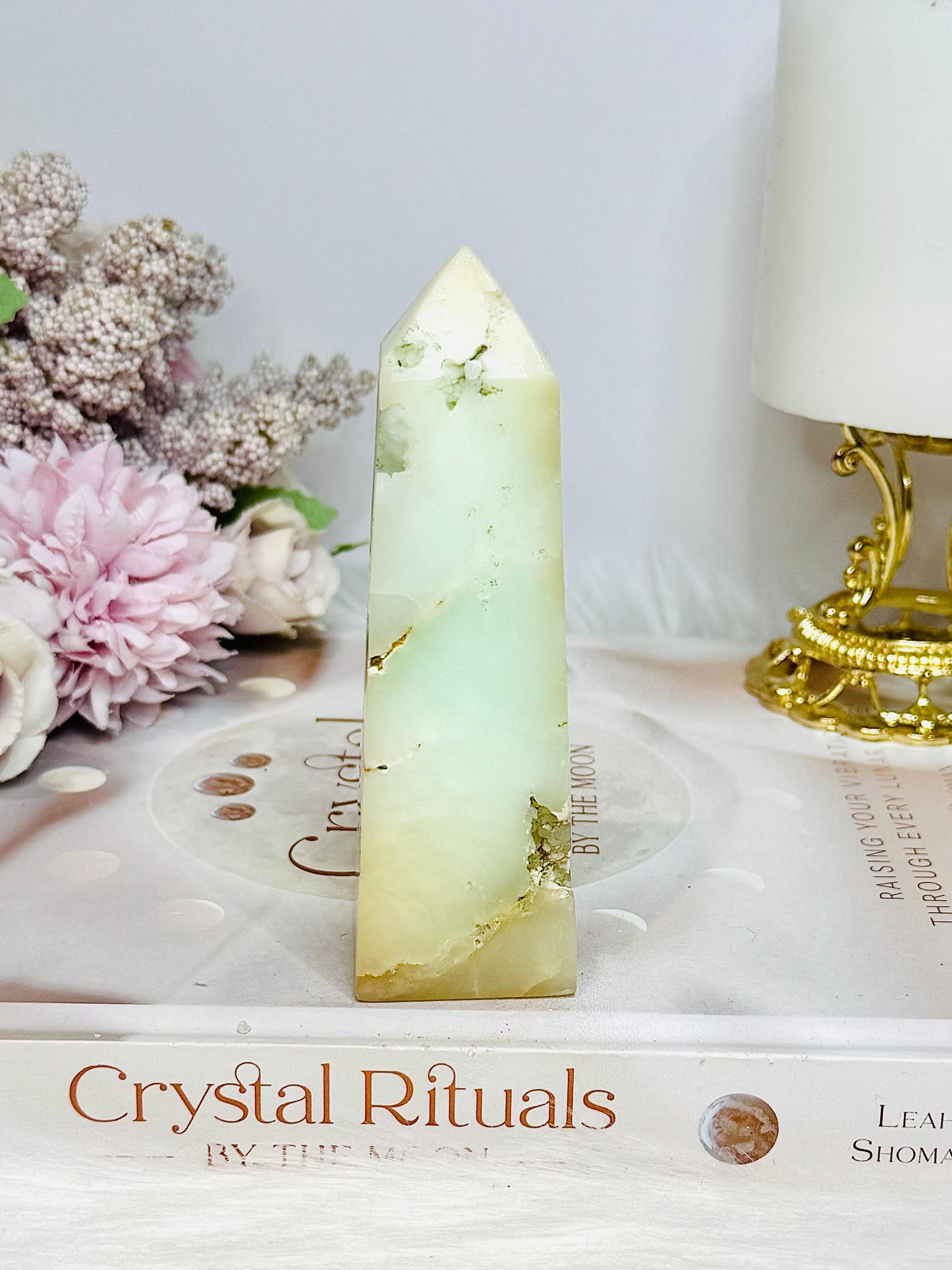 Natural Chrysoprase Tower (imperfections are part of her) 11cm