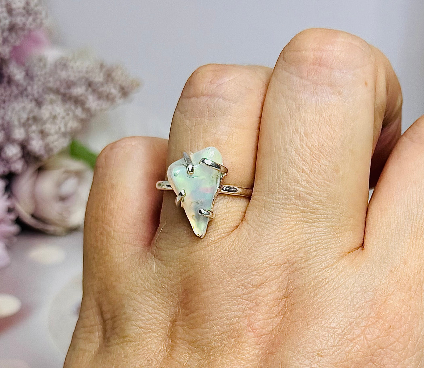 Natural Ethiopian Opal Sterling Silver Ring Size 8