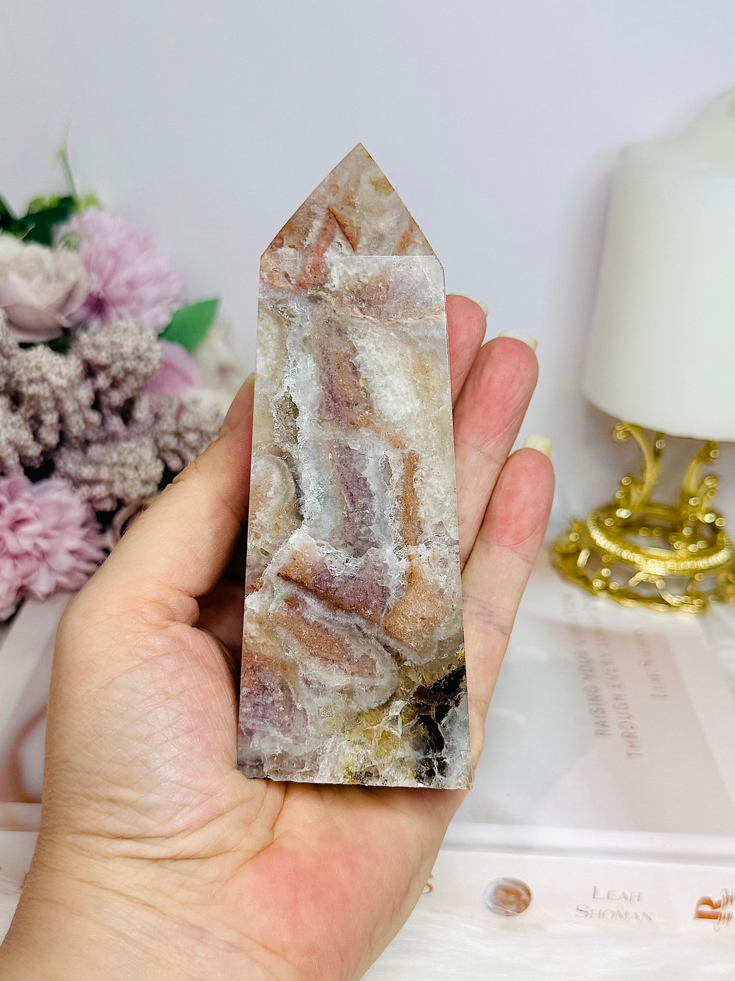 Pink Tourmaline Druzy Tower 12cm