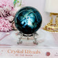 Gorgeous Large 439gram Labradorite Sphere On Stand with Stunning Blue Flash