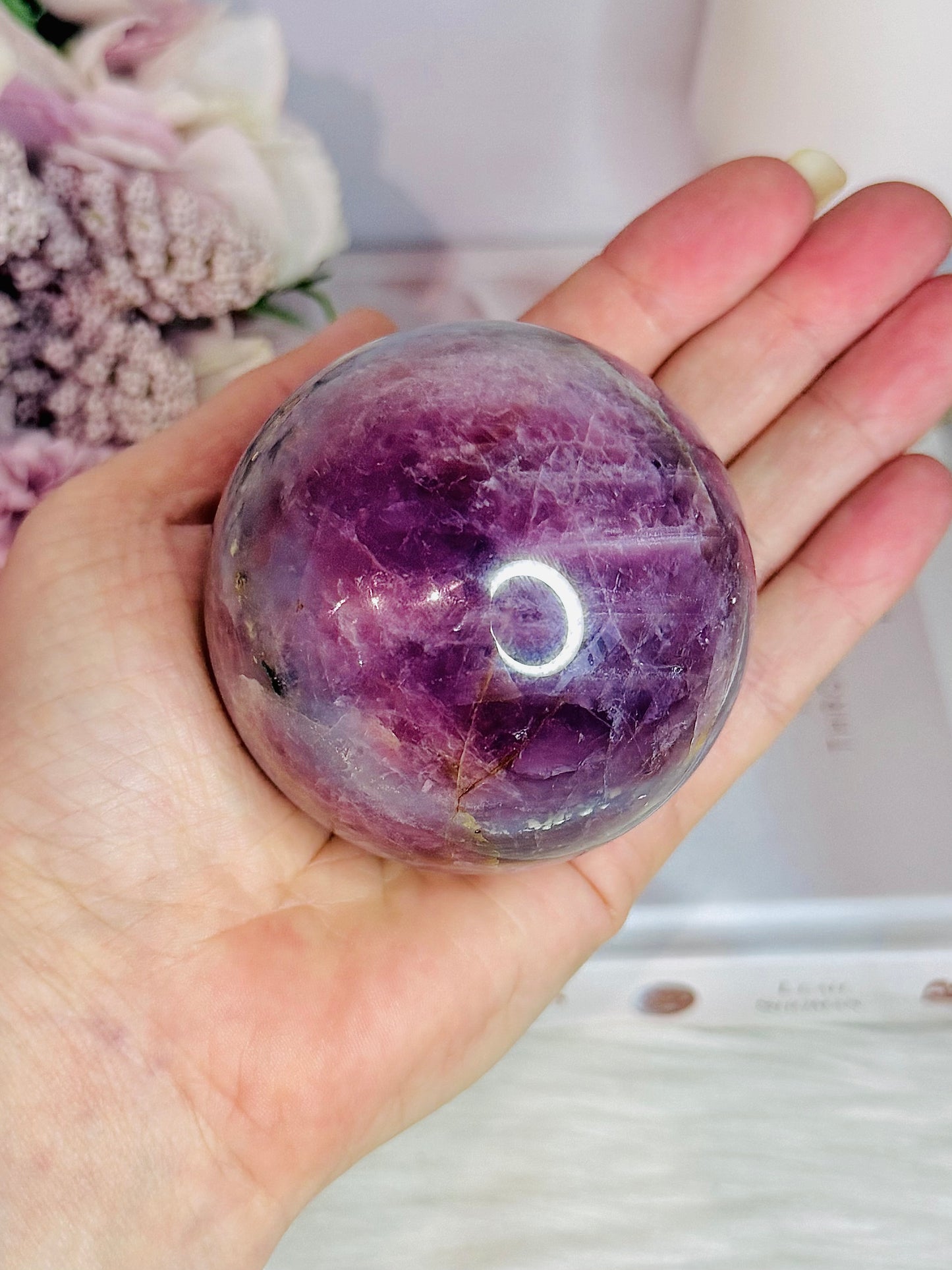 The Most Magical Large Lavender Star Rose Quartz Sphere with Flash On Stand 402grams