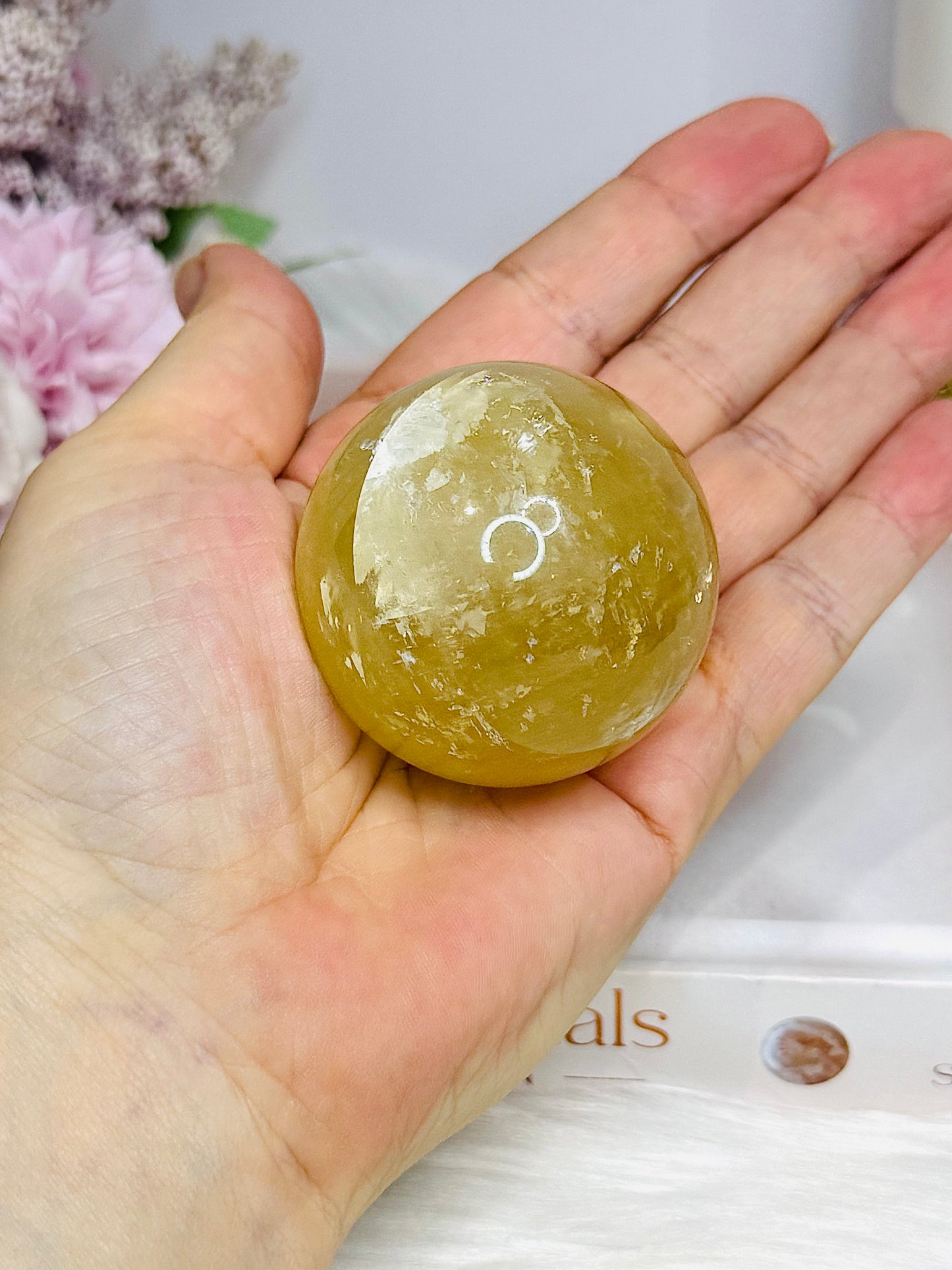 Golden Healer Sphere with Rainbows On Stand 163g