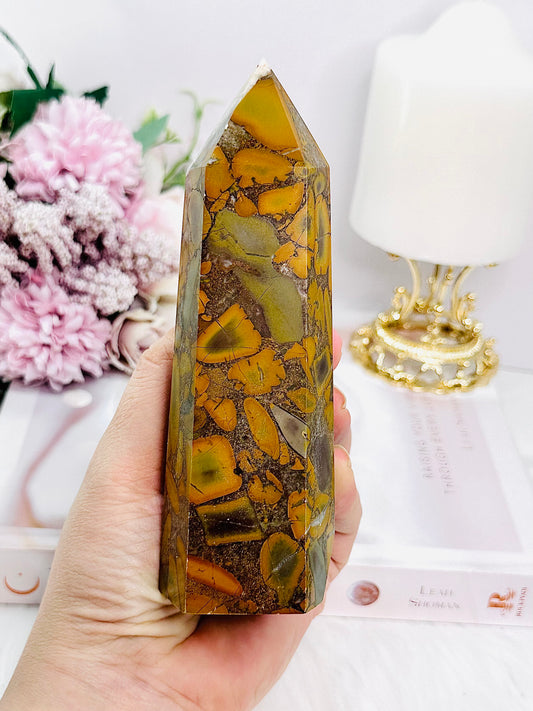 Gorgeous Large Chunky 15cm 408gram Fruit Jasper Tower