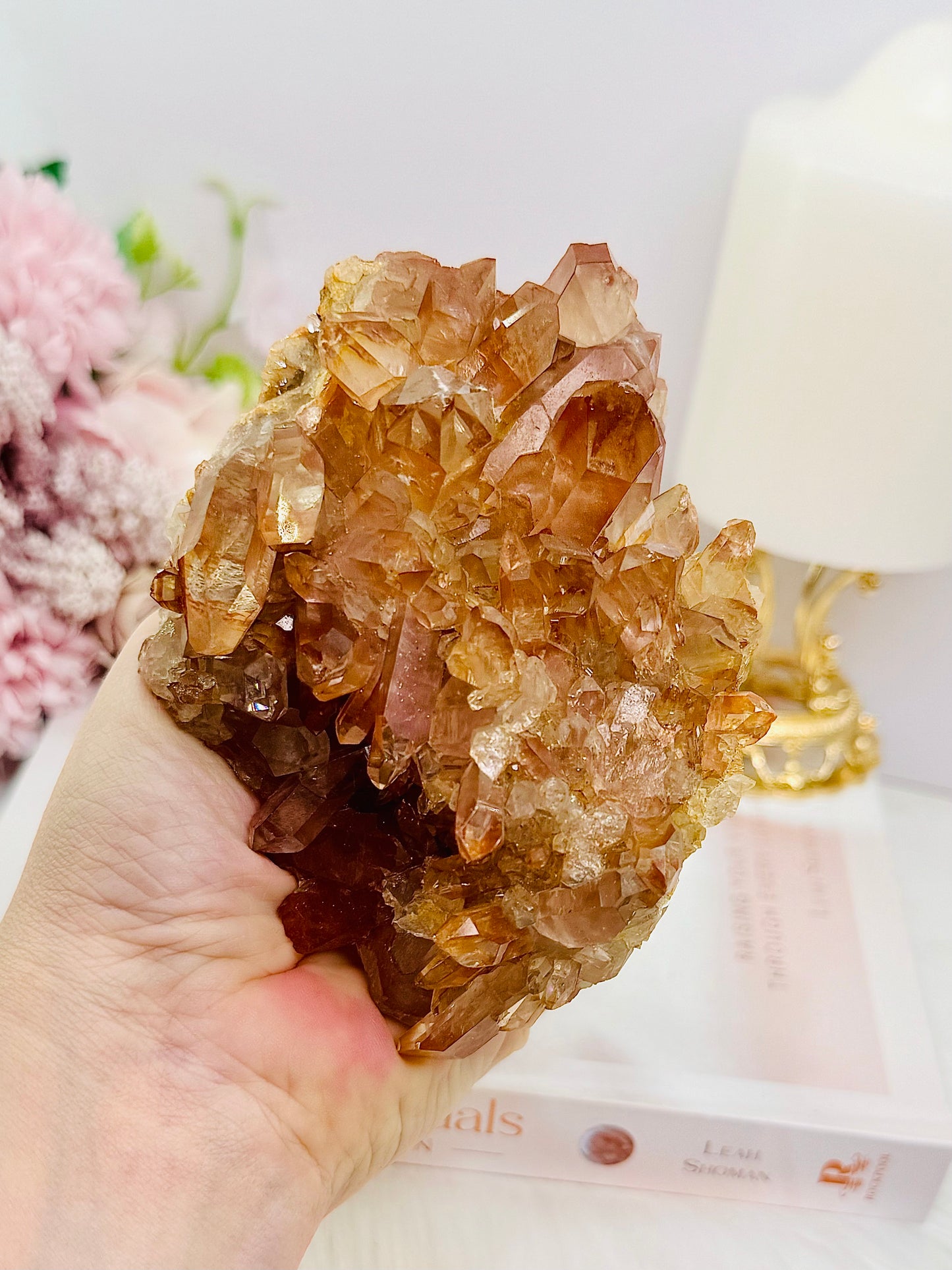 Incredible Large 408gram Tangerine Quartz Cluster From Brazil