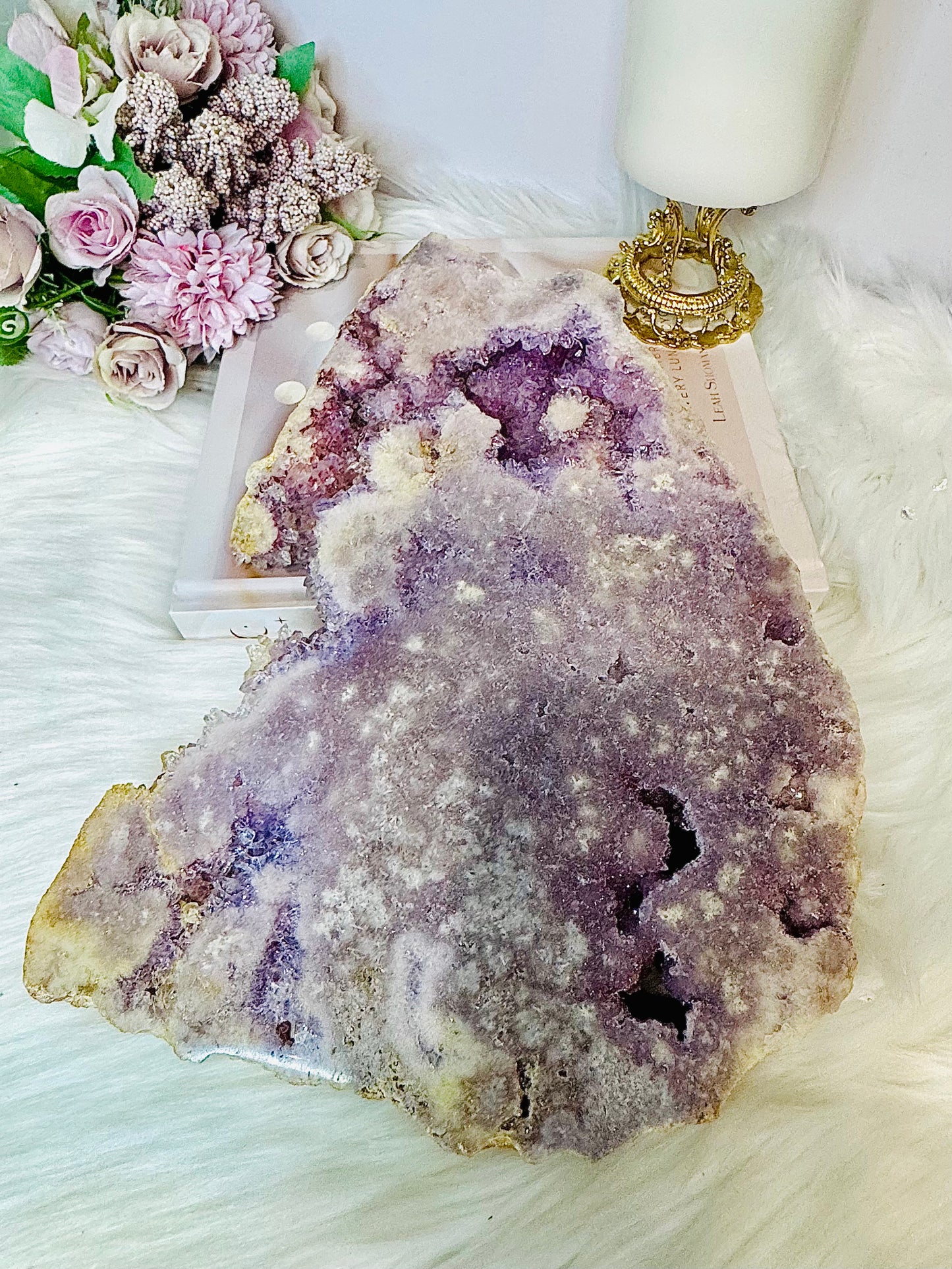 High Grade Pink Amethyst Large Druzy Slab 24.5cm 2.3KG