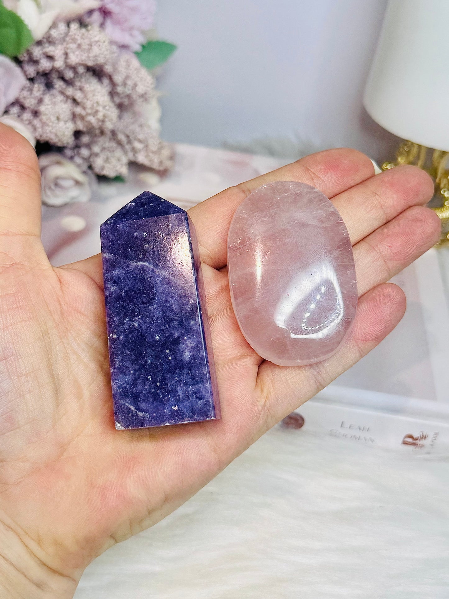 🎁 Christmas Gift Pack ~ Love & Union Smoke Kit, Lepidolite Tower & Rose Quartz Palm Stone 🎁