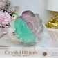 Large Watermelon Fluorite Carved Flower | Rose 10cm
