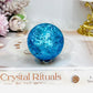 Blue Fire & Ice Crackle Quartz Sphere (dyed) On Stand 145g