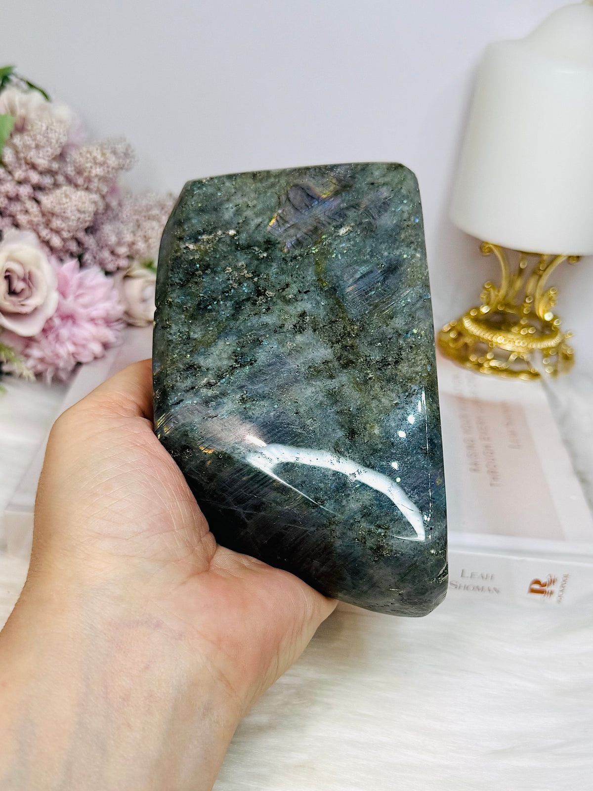 Large Labradorite Freeform Full of Flash 15cm 1.08KG ~ Discounted as chip on edge