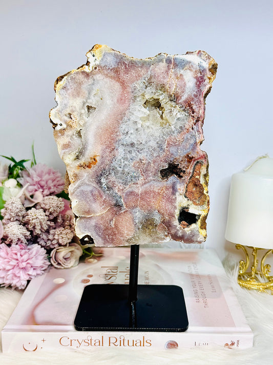 Large Druzy Pink Amethyst Chunky Slab on Stand 23cm 1.3KG