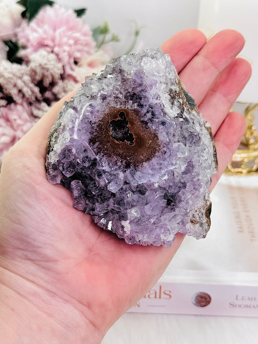 Wow!! What A Beauty!!! Large 328gram Natural Stalactite Eye Base Cut Purple Amethyst Cluster From Uruguay