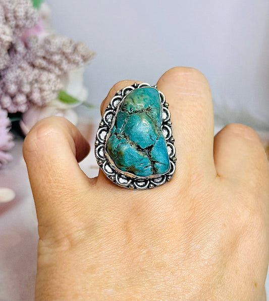 Sterling Silver 925 Turquoise Ring Size 9 In Gift Bag
