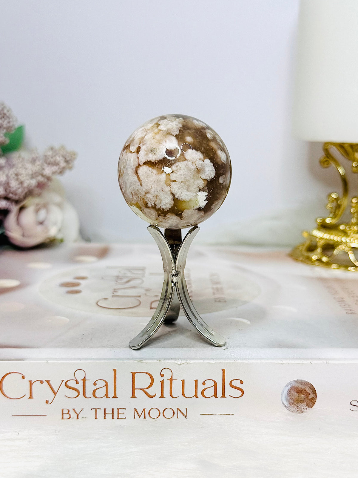 Flower Agate Sphere On Stand 74g