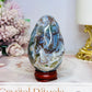 Druzy Moss Agate Carved Egg On Stand 206g