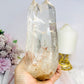 High Grade Clear Quartz Twin | Double Tower with Rainbows on Stand 18.5cm 961g