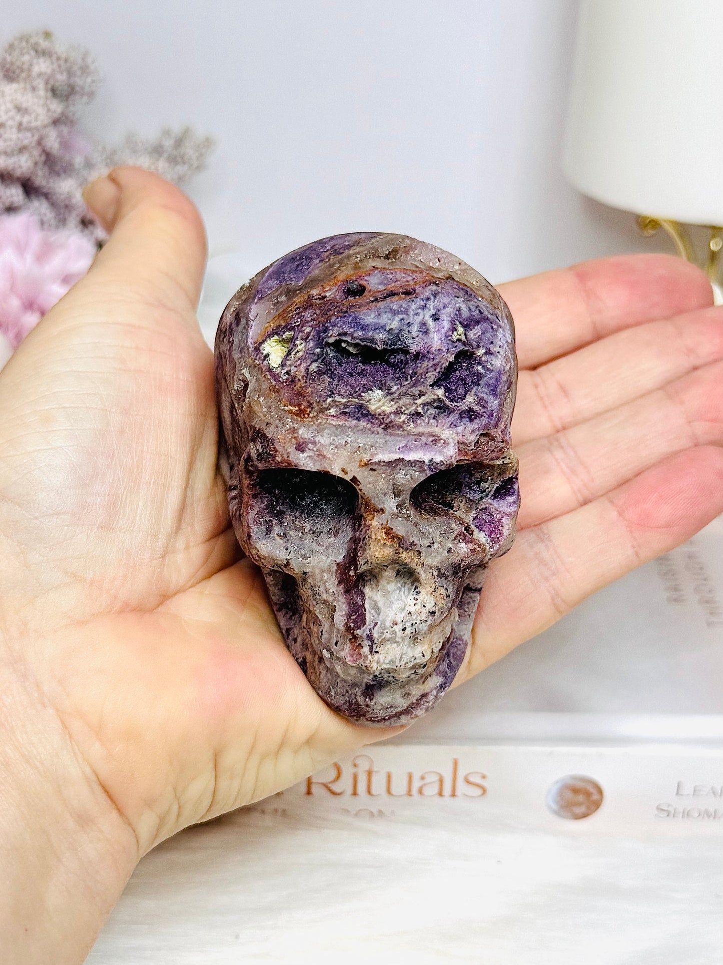 Root Fluorite Druzy Skull 7.5cm 294g