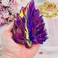 Stunning Aura Purple Quartz Leaf Carving 11cm