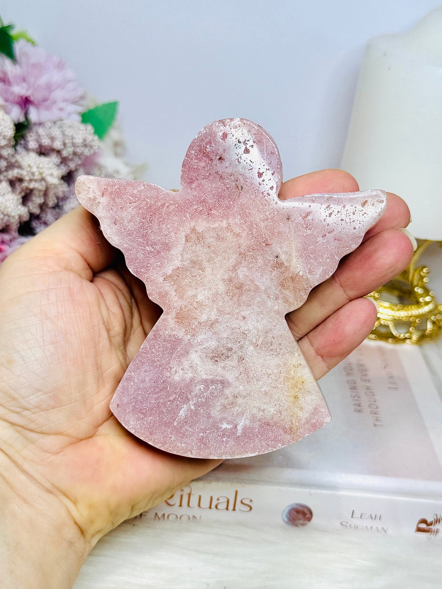 Chunky Pink Amethyst Carved Angel 10cm 341g