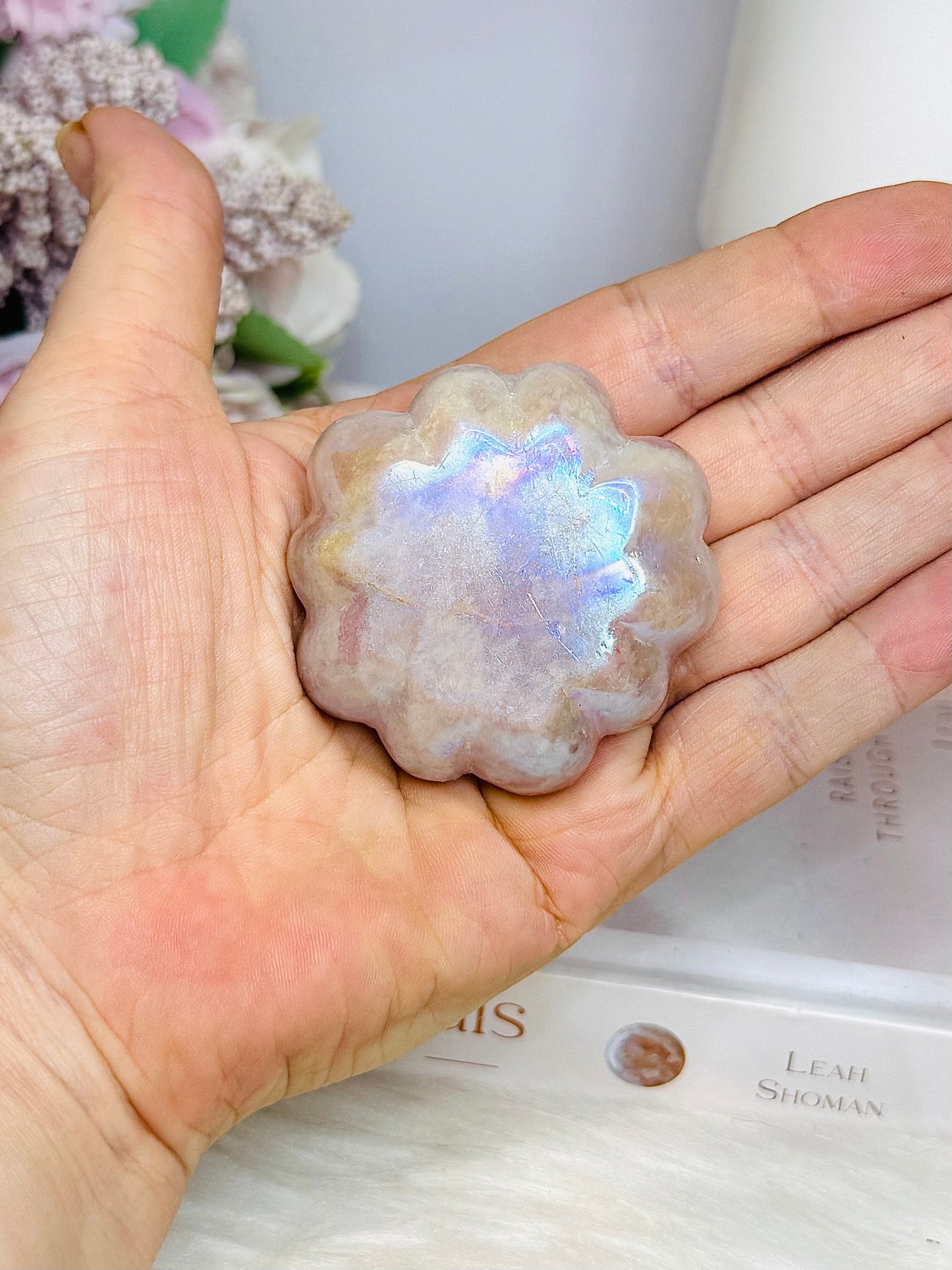 Angel Aura Rose Quartz Flower