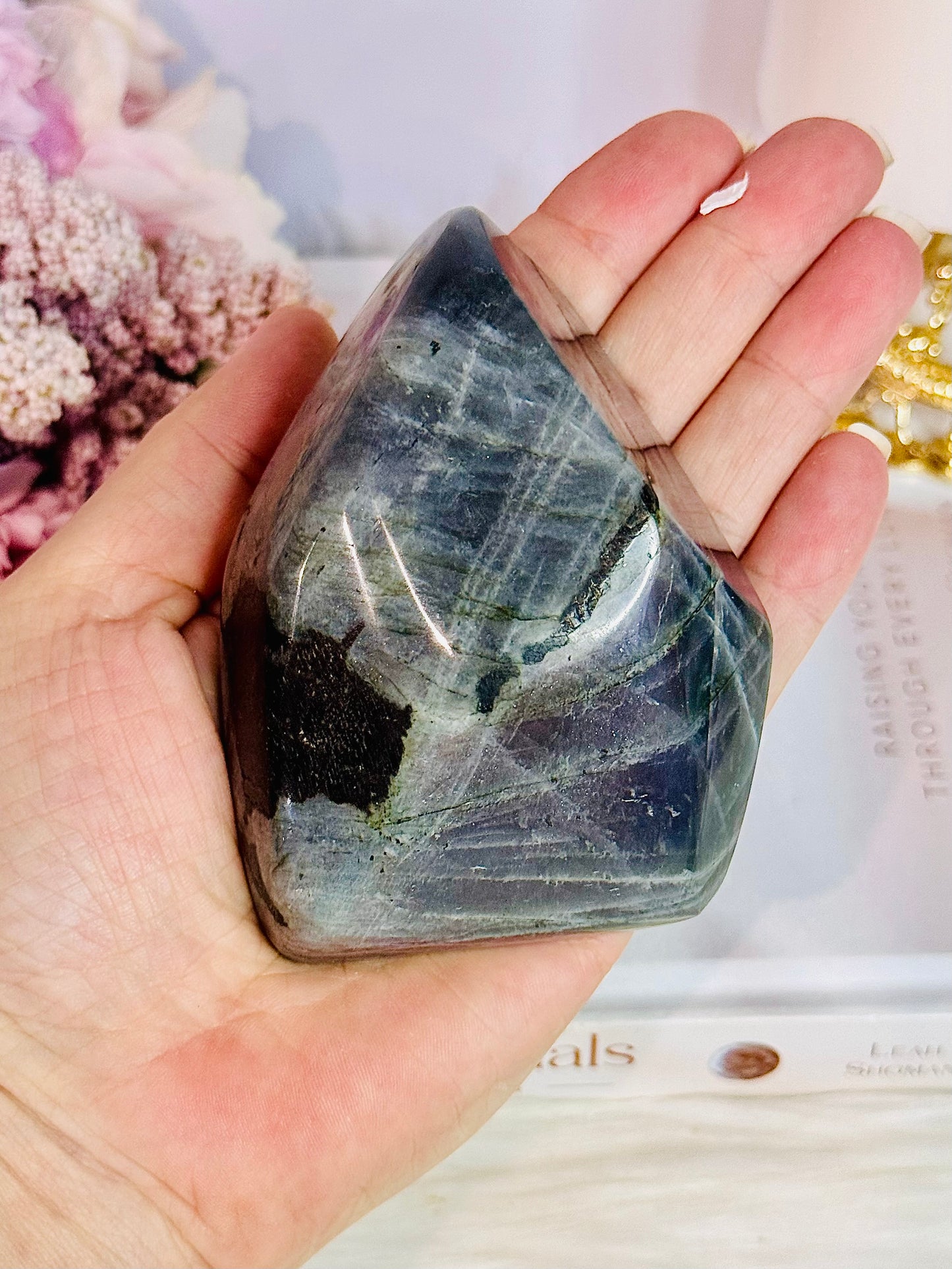 Incredible Pink, Purple & Blue Flash Natural Labradorite Polished Freeform 330grams