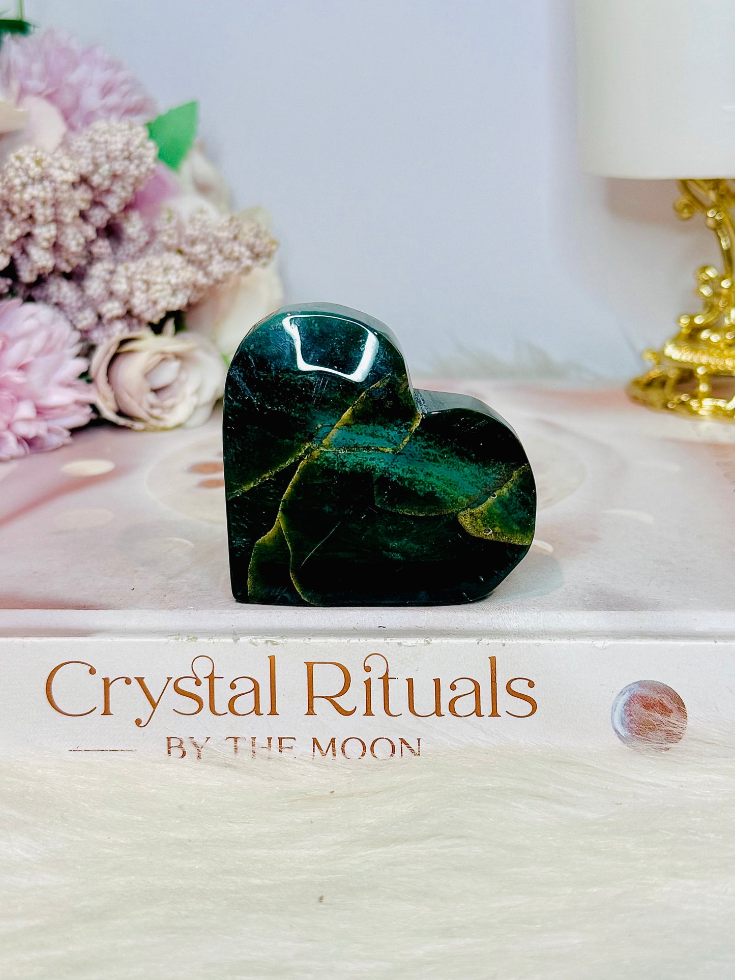 Green Jasper Carved Heart