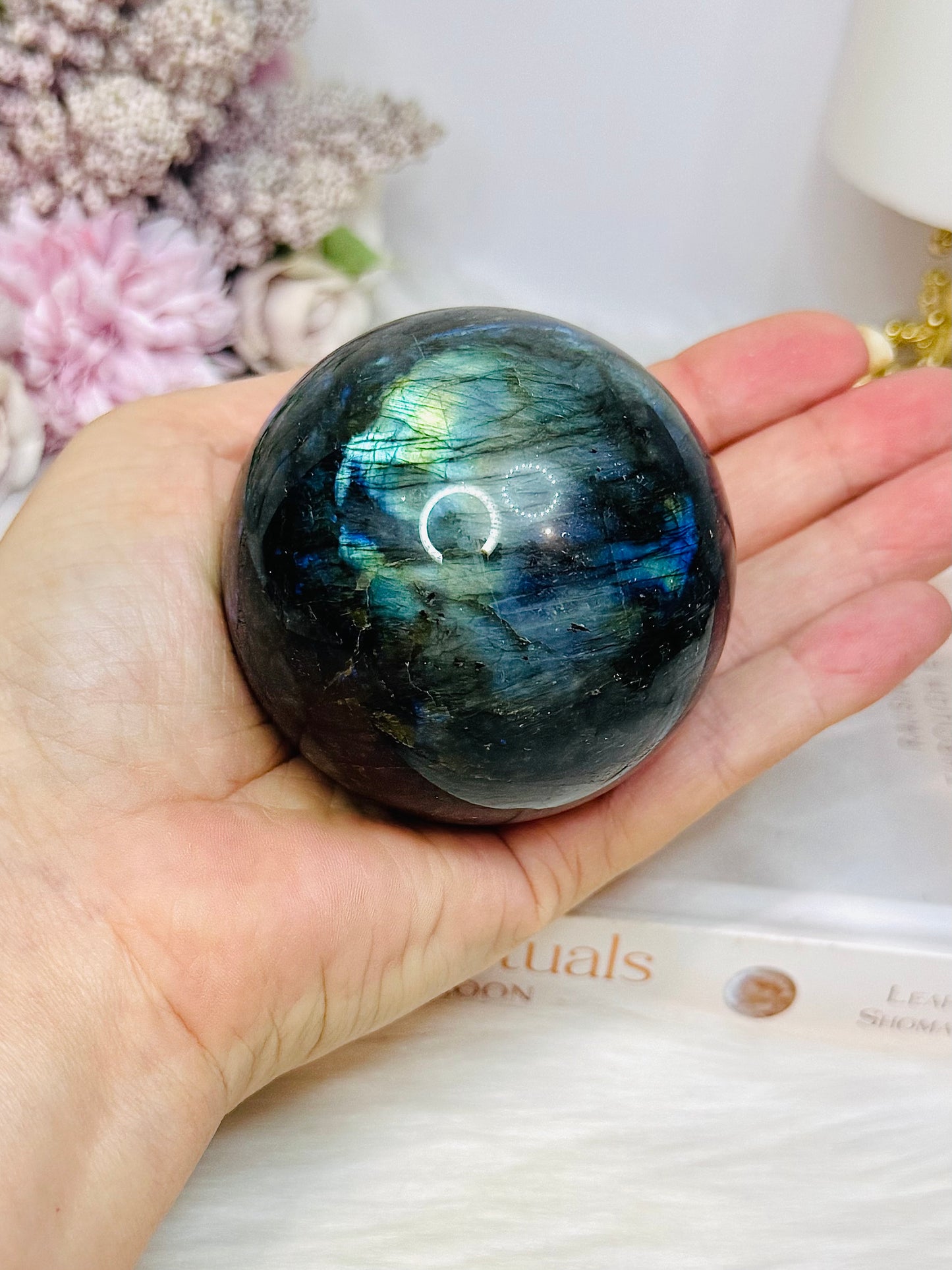 Large Labradorite Sphere On Stand 436g