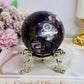 Large High Grade Purple Mica Sphere 448g On Stand