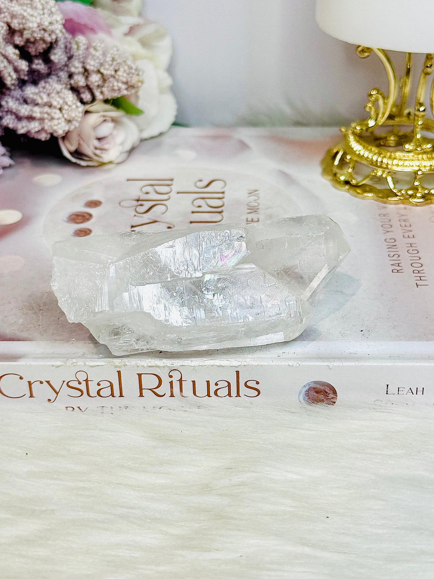 High Grade Clear Quartz Cluster Point with Rainbows 9cm