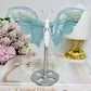 Blue Onyx Butterfly Wings On Silver Stand 14.5cm