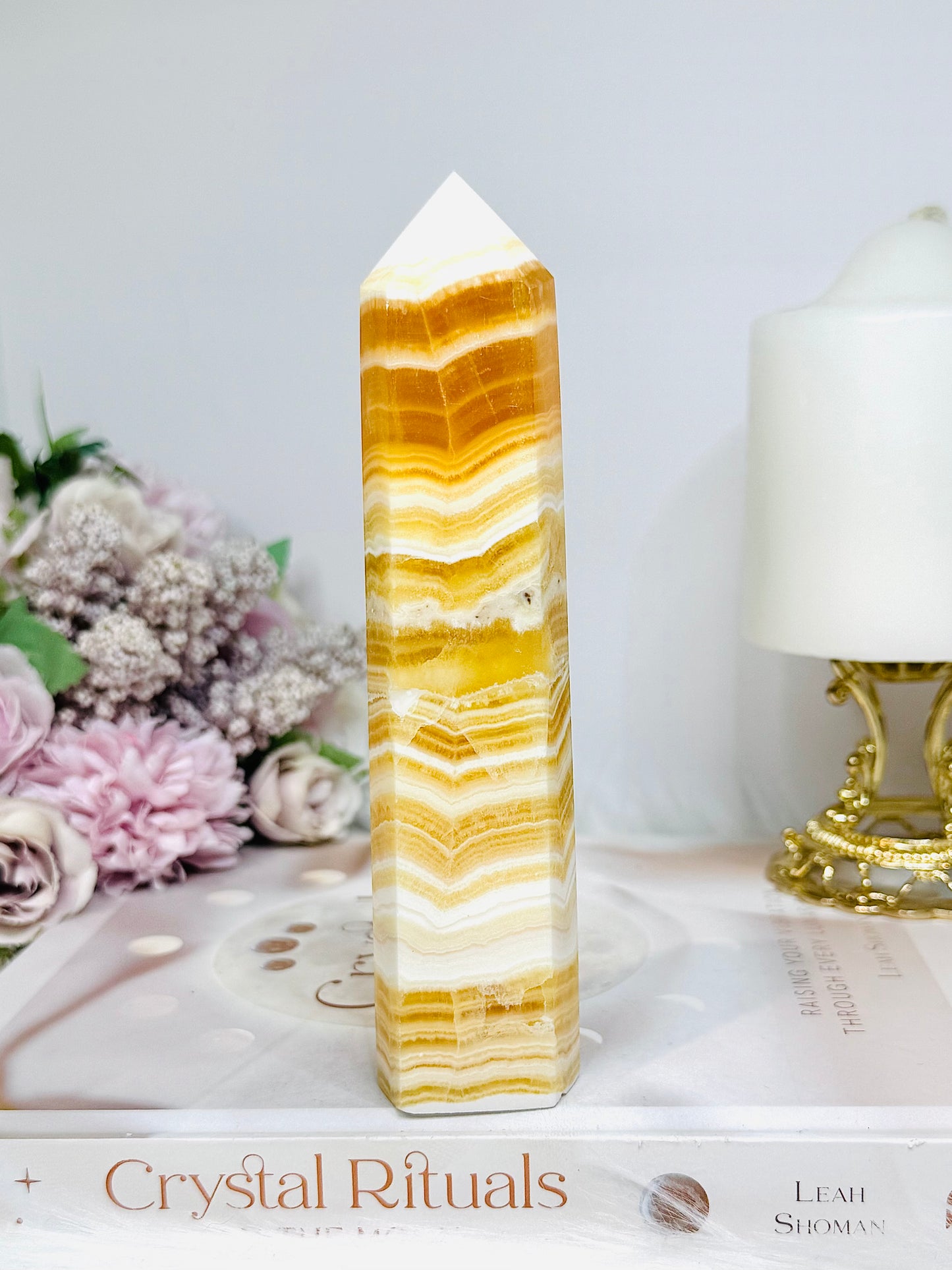 High Grade Orange Calcite Tower 15.5cm