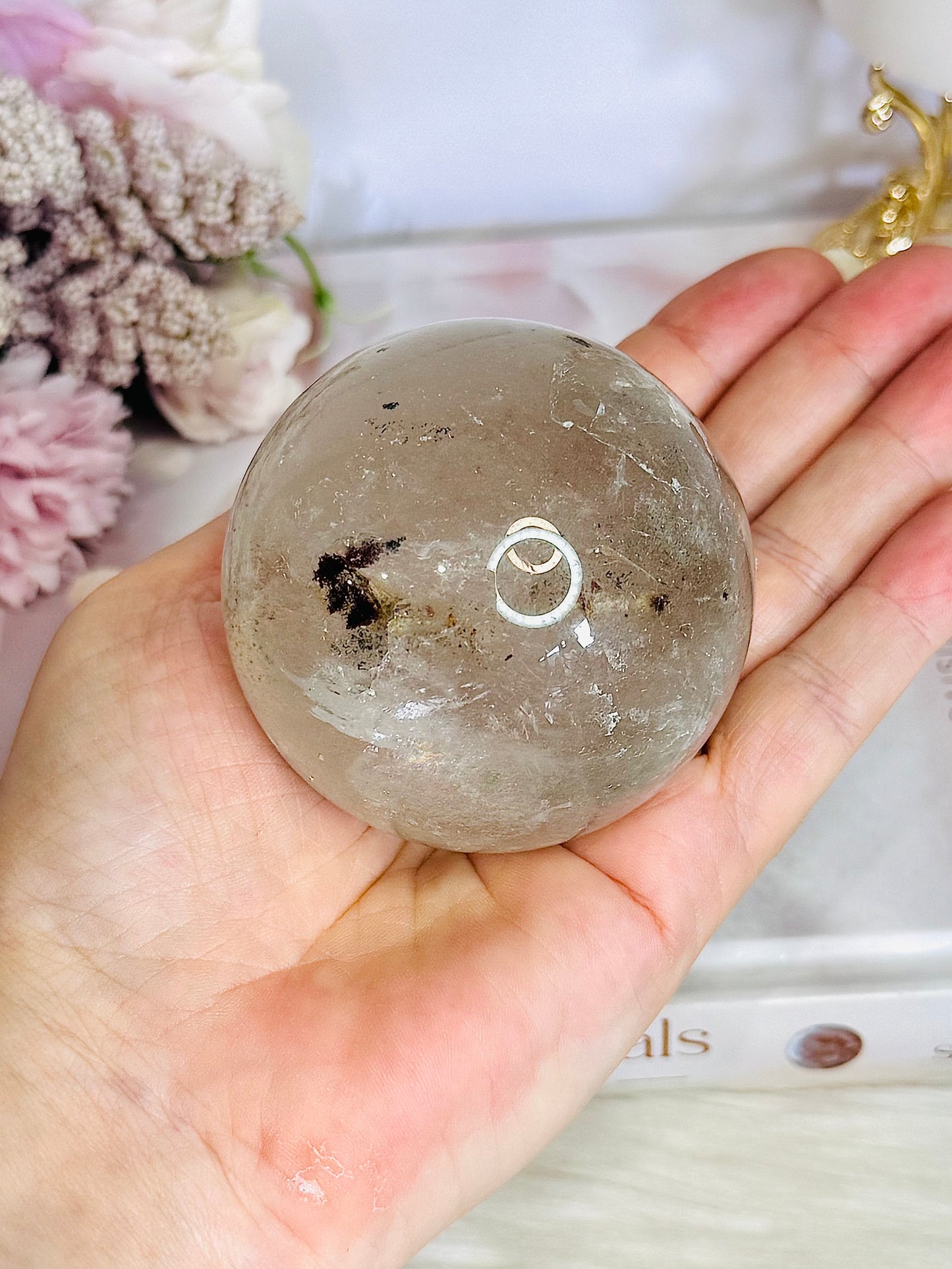 Large Garden Quartz Sphere On Stand 378grams